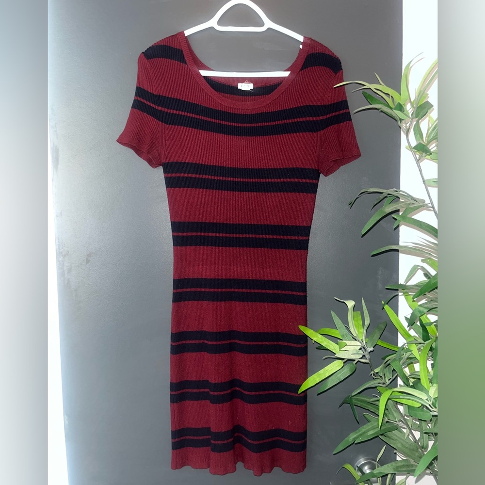 Garage Red Dress with Black Stripes